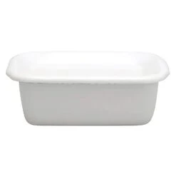Noda Horo White Series Enamel Rectangle Deep Food Containers With Enamel Lid
