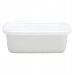 Noda Horo White Series Enamel Rectangle Deep Food Containers With Lid