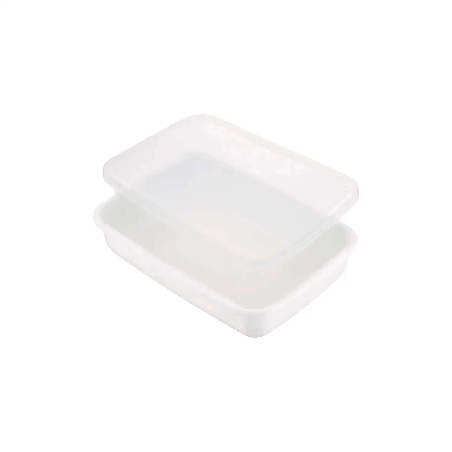 Noda Horo White Series Enamel Rectangle Shallow Food Containers With Lid 4 Noda Horo White Series Enamel Rectangle Shallow Food Containers With Lid - Image 4