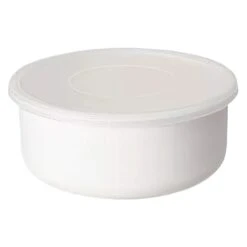 Noda Horo White Series Enamel Round Food Containers With Lid
