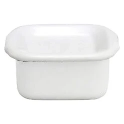 Noda Horo White Series Enamel Square Food Containers With Enamel Lid