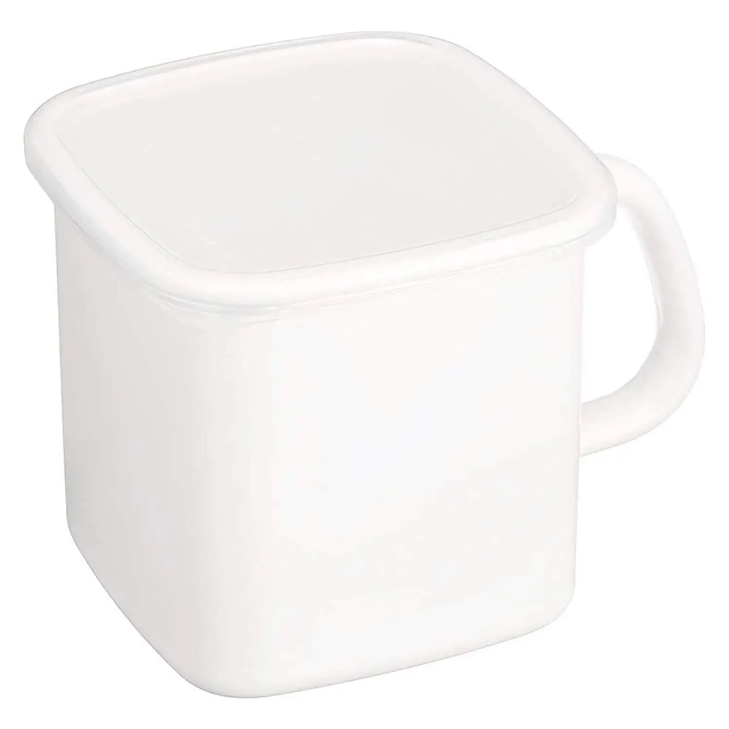 Noda Horo White Series Enamel Square Food Containers With Handle And Lid 1.2L 1 Noda Horo White Series Enamel Square Food Containers With Handle And Lid 1.2L