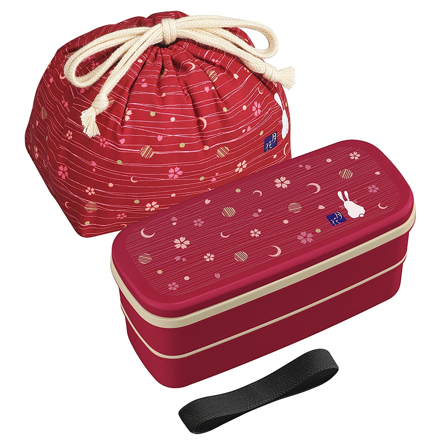 OSK Tsukihana 2-Tier Nestable Bento Lunch Box With Chopsticks & Lunch Bag Set 1 OSK Tsukihana 2-Tier Nestable Bento Lunch Box With Chopsticks & Lunch Bag Set