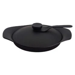 Sori Yanagi Cast Iron Induction Oil Pan Griddle 22cm With Lid & Fork