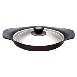 Sori Yanagi Cast Iron Induction Oil Pan Griddle 22cm With Stainless Steel Lid