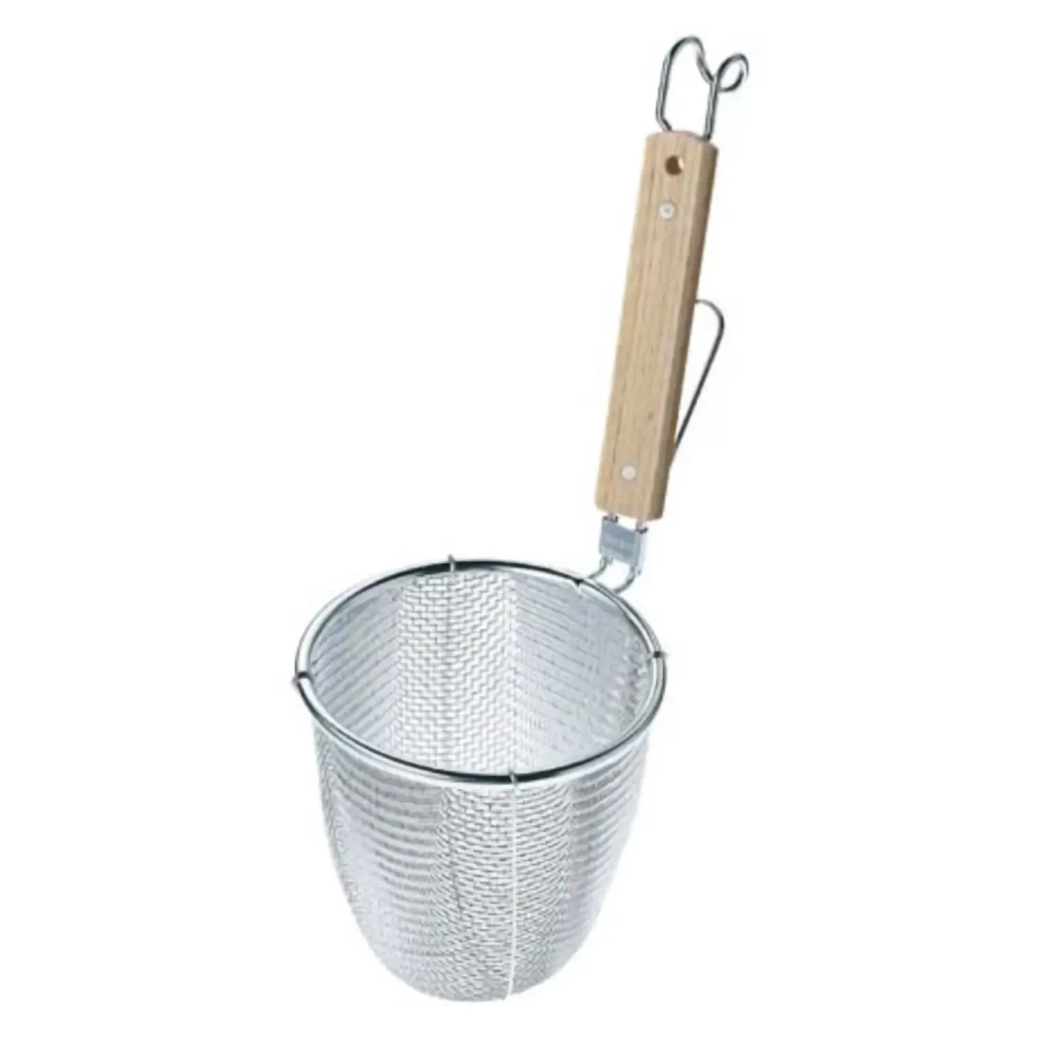 Three Snow Stainless Steel Udon Tebo Noodle Strainer Round Base With Flat Wooden Handle 1 Three Snow Stainless Steel Udon Tebo Noodle Strainer Round Base With Flat Wooden Handle