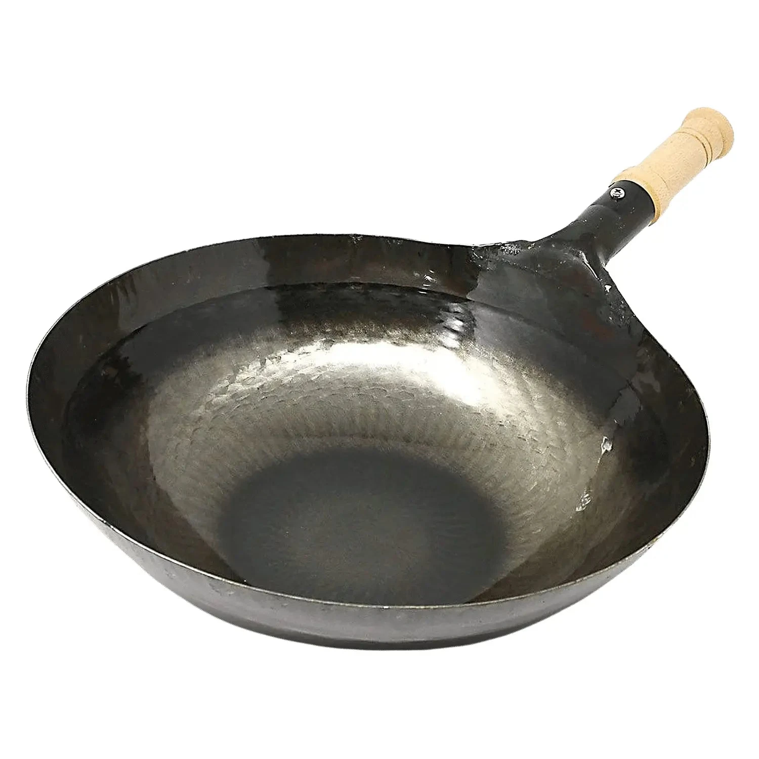 Yamada Hammered Iron Wooden Handle Round Bottom Wok (1.2mm Thickness) 1 Yamada Hammered Iron Wooden Handle Round Bottom Wok (1.2mm Thickness)