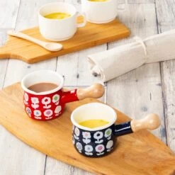 Yutaka Horo Plune Enameled Petit Milk Pan Candy Flower -Kitchen Supplies YutakaHoroPluneEnameledPetitMilkPanCandyFlower 1