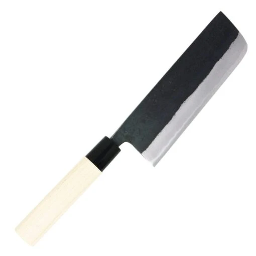 KANEMATSU Nihonko Kasumitogi Shirogami Carbon Steel Nakiri Knife 165mm