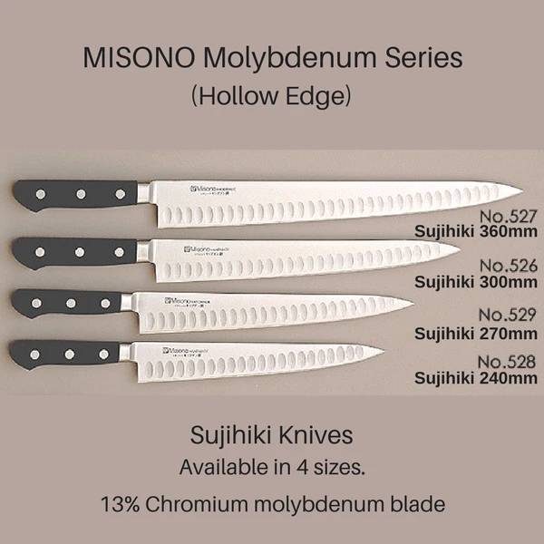 Misono Molybdenum Sujihiki Knife (Hollow Edge) 2 Misono Molybdenum Sujihiki Knife (Hollow Edge) - Image 2